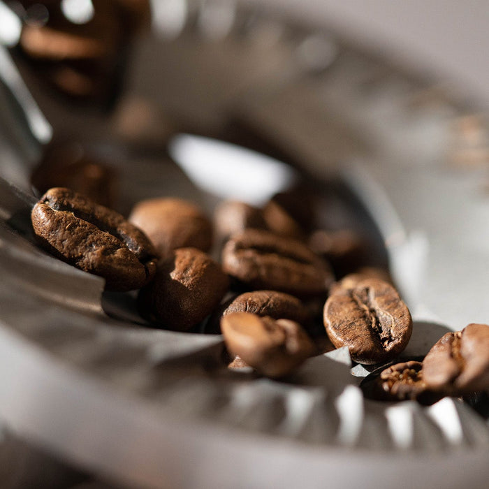 flat burrs with coffee beans