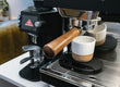 E64 WS Espresso Home Grinder next to espresso machine and sync scale
