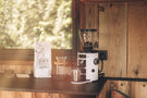 Mahlkonig X54 white home grinder on kitchen counter